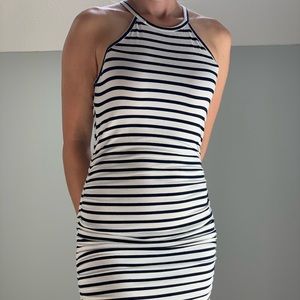 High neck gathered dress